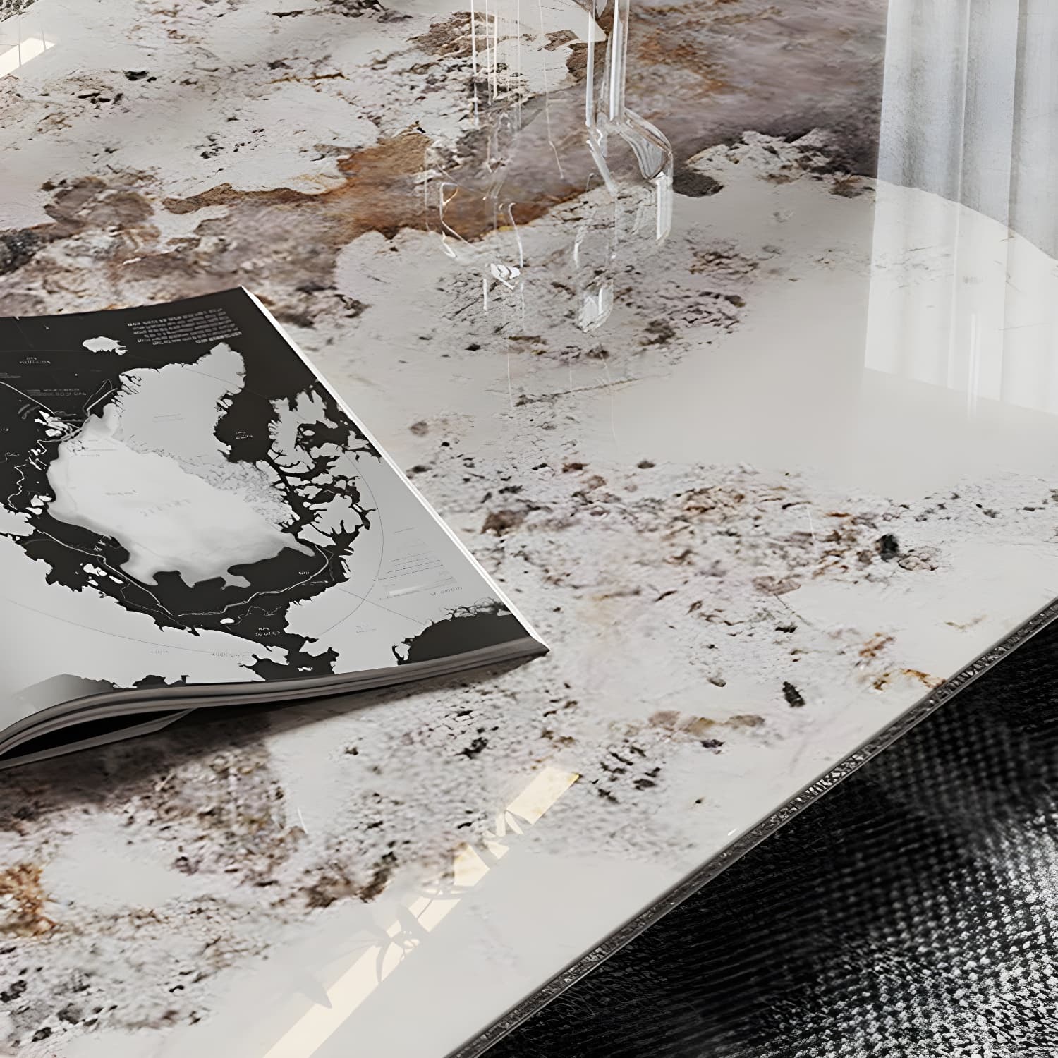 Glam Irregular Slate Top Cocktail Table Sled 15.7" H Coffee Table thumbnail 7
