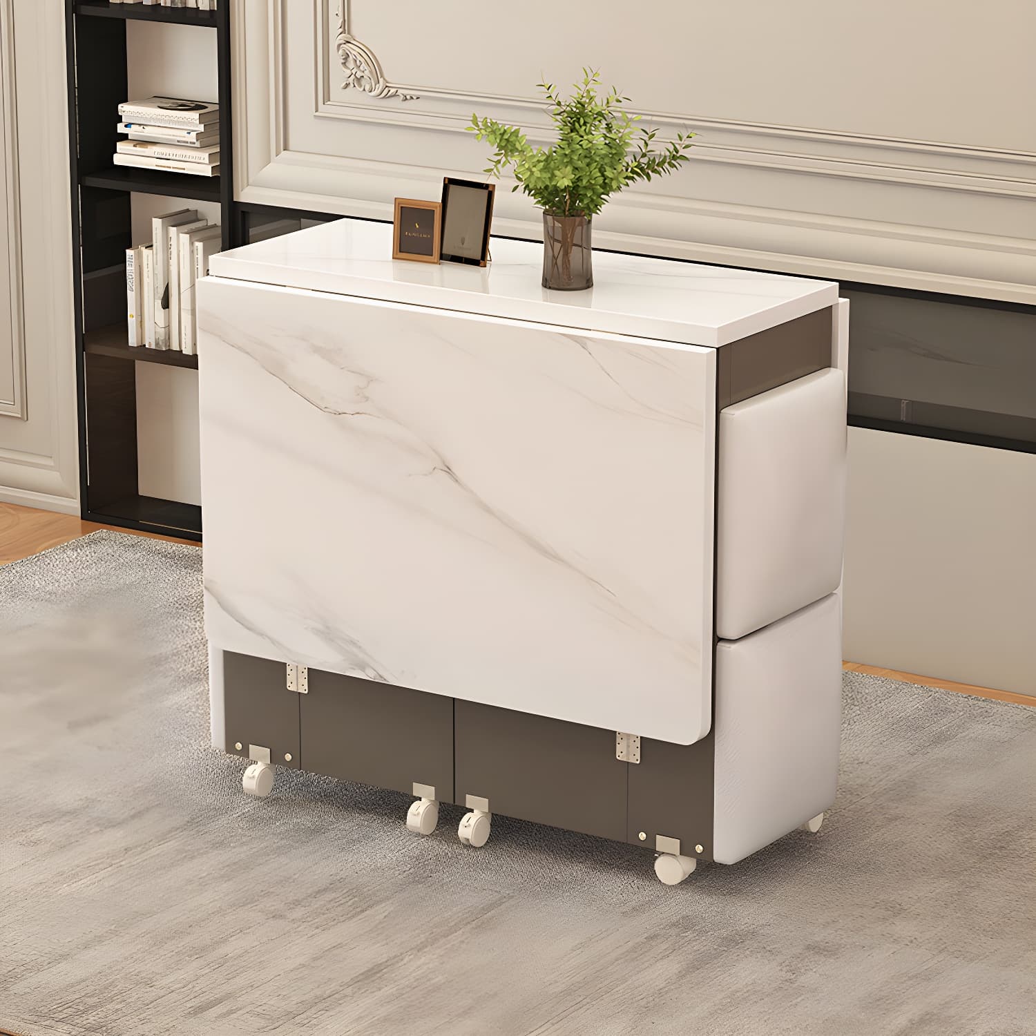 Collapsible Pedestal Manufactured Wood Kitchen & Dining Table 30in by 30in Modern Style thumbnail 2
