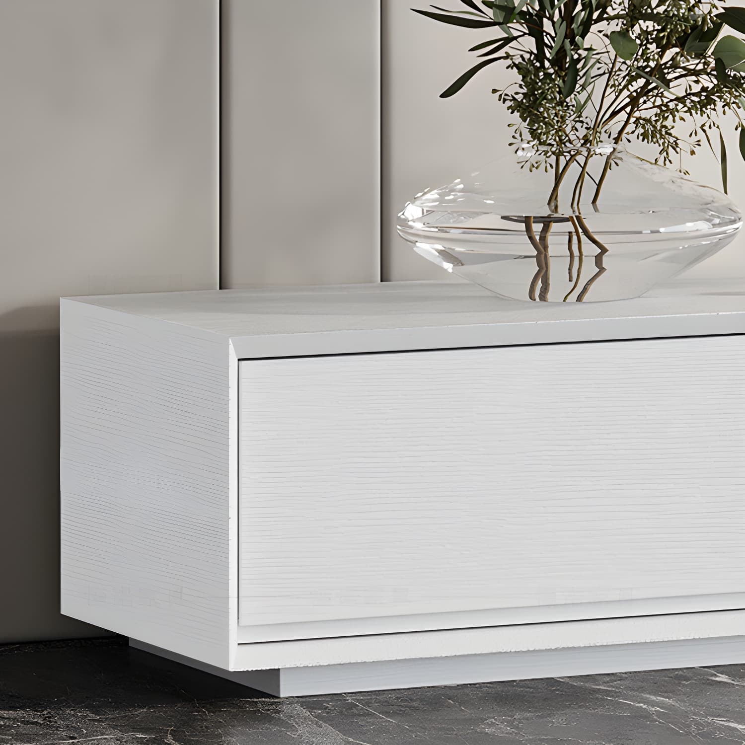 White Wood TV Stand Modernism TV Stand With Drawers for living Room thumbnail 9