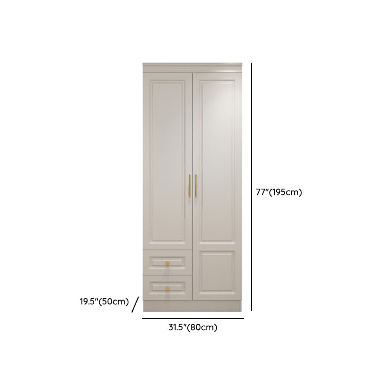 White Minimalist Lumber Wardrobe Closet with Soft Close Drawer, Soft Close Door, Interior Shelves, and Clothing Rod thumbnail 10