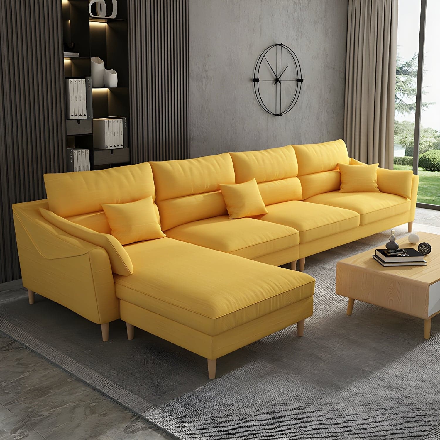 Scandinavian Wood Frame Straight Modular Sofa with Slipcover and Ottoman in 3 Piece Set thumbnail 10