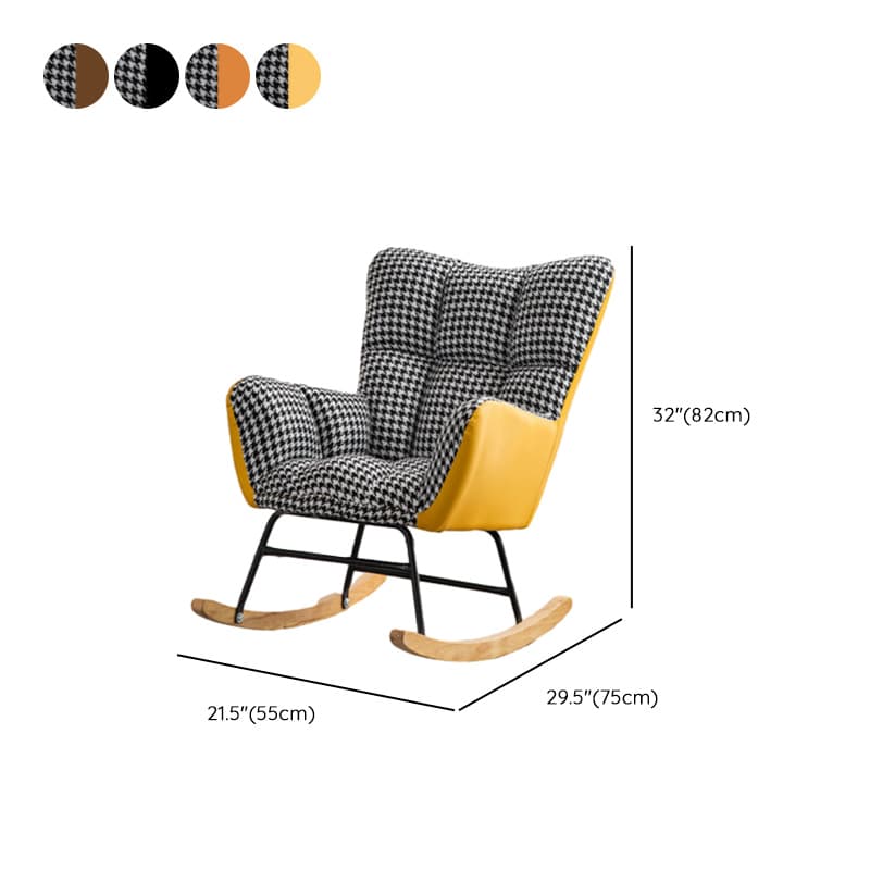 Midnight Black/Olive Green/Lemon Color Ergonomic Stationary Rocking Chair Couch with Rear & Round Arm thumbnail 29