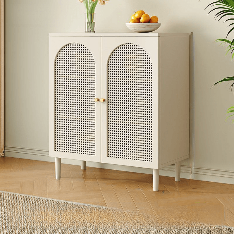White Trendy Sideboard with 3 Drawers, Narrow/Standard Size, 3/6 Shelves, Lumber Countertop, and Glass-panel Door thumbnail 11