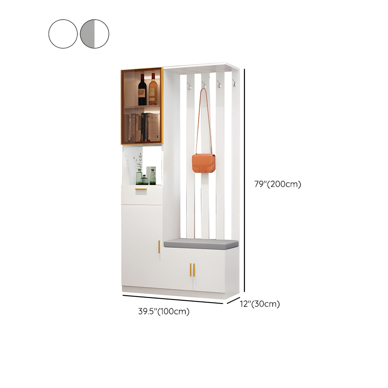 Contemporary 3-door Wooden 11.81" Wide Accent Cabinet with Drawer thumbnail 16