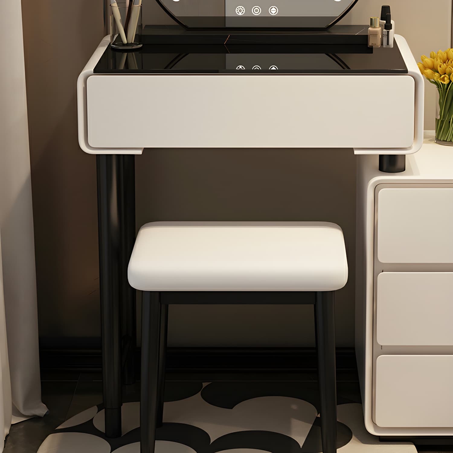 Solid Wood Stylish Makeup Vanity Set with Drawers in Modern Style thumbnail 9
