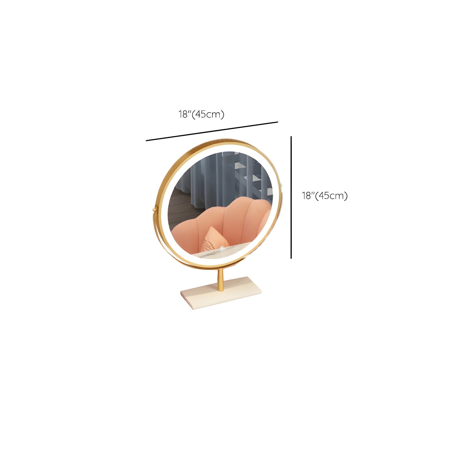 Modern Bedroom Metallic Lighted Mirror With Drawer Makeup Vanity Set thumbnail 22