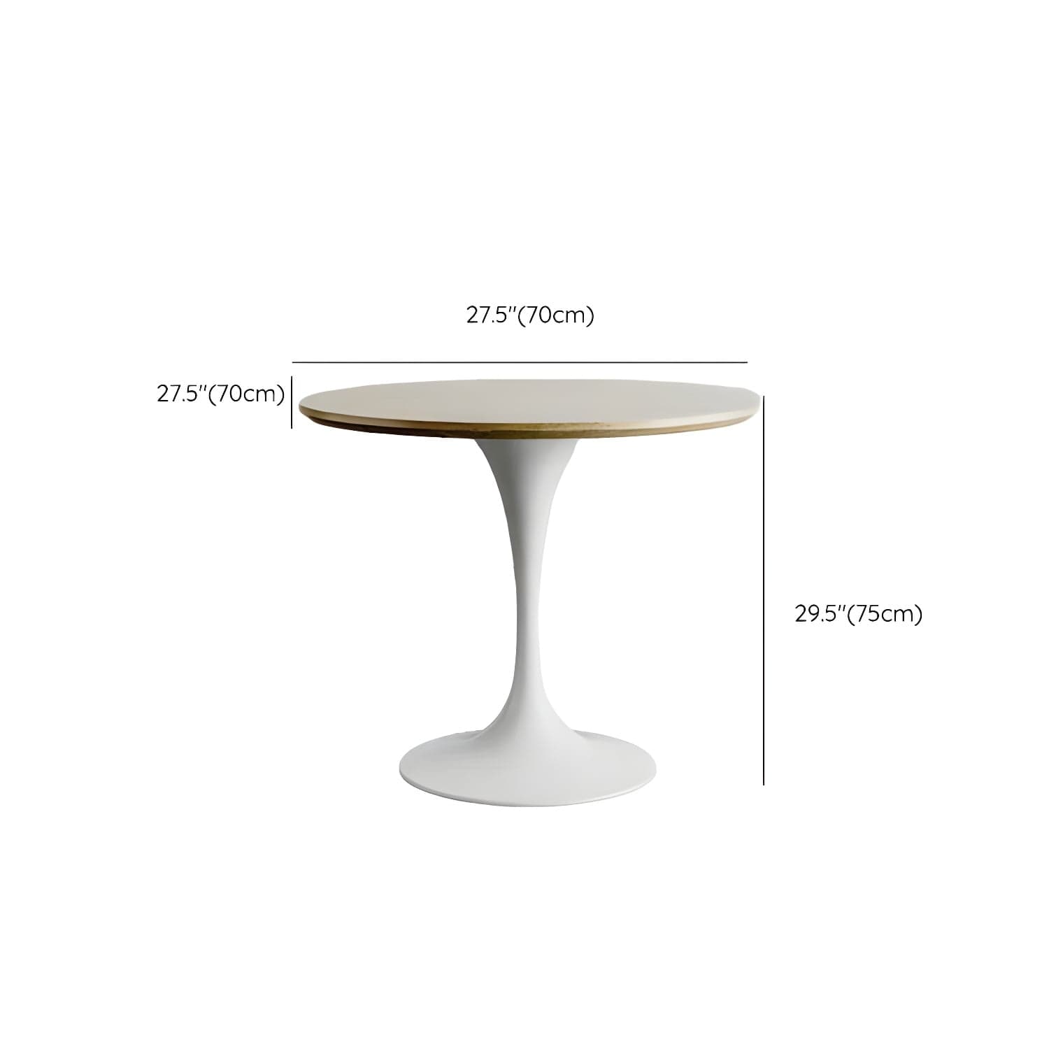 Scandinavian Standard Height Round Wood-Top Dining Table, Metal Tulip Base, Simple Assembly thumbnail 18