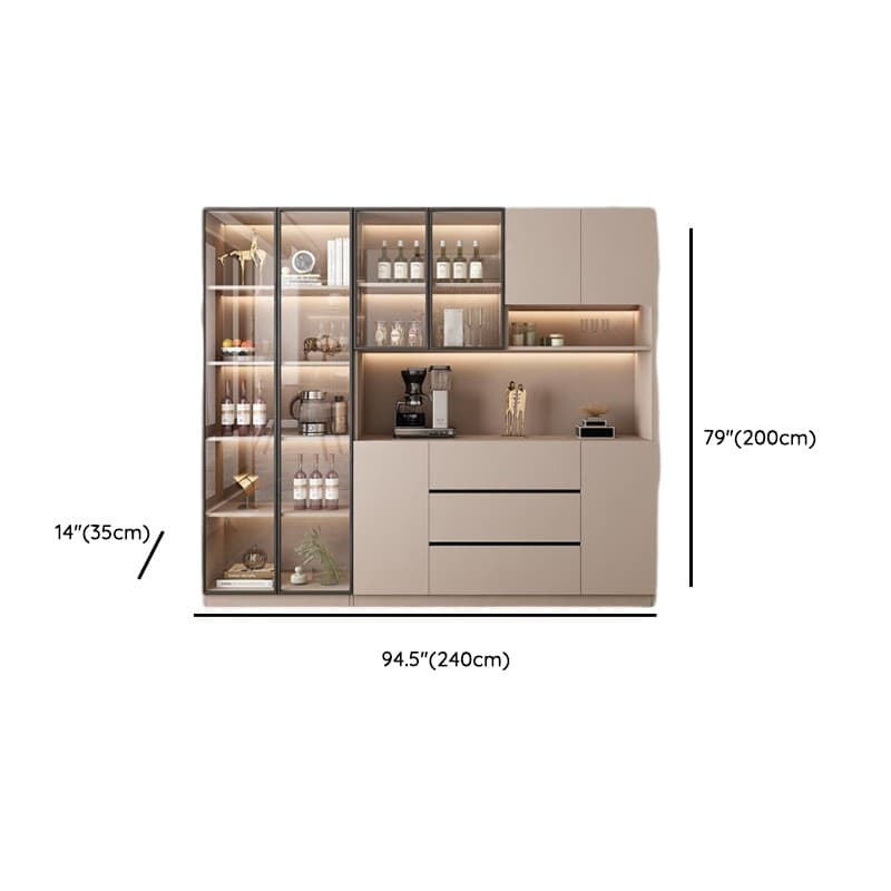Wide/Standard/Narrow Modern Timber 3 Drawers 2 Shelves/3 Shelves/1 Shelf Glass Doors Pantry Hutch Sideboard thumbnail 45