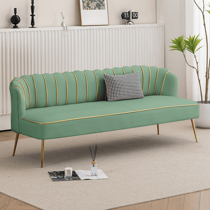 Modish Solid Color Stain Resistant Standard Sofa/Loveseat in Grey/Beige/Amber Color for 2/4-seater/3-seater with 1 Pillow thumbnail 3