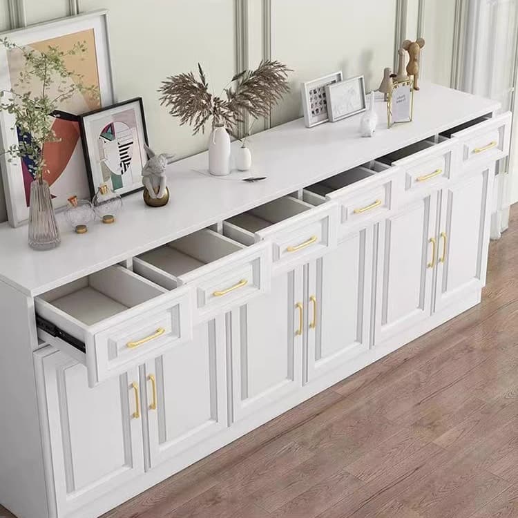 Detached Narrow/Standard Sideboard in Slab for Sitting Room with Pantry Hutch, 1 Shelf, 4 Doors/3 Doors/2 Doors and 4 Drawers/3 Drawers/2 Drawers in a Trendy Style thumbnail 5