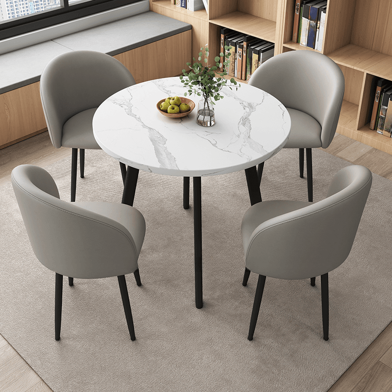 Circular Manufactured Wood Dining Table Set with Upholstered Back, Padded Chair, Arms, Seats 4 thumbnail 17