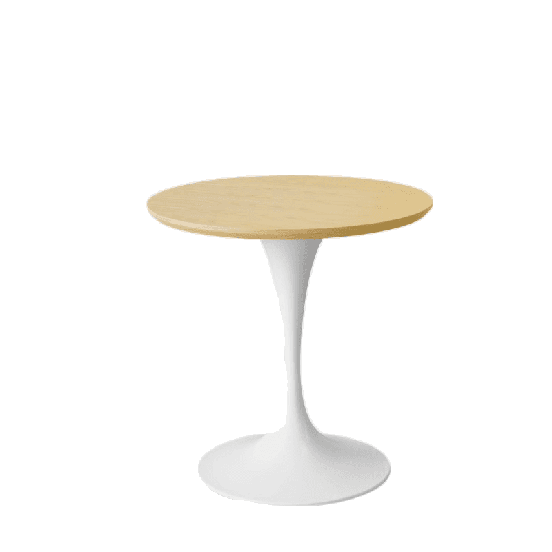 Minimalist Rubberwood Circular Standard Height Dining Table with a Sepia/Natural Color Fixed Table Top and Tulip Base for 2 People thumbnail 3
