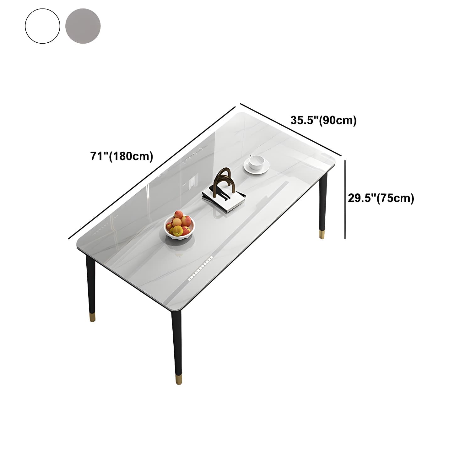 Glam Iron Dining Table Set 1/2/5/7 Pieces Rectangle Dinette Set with Sintered Stone Top thumbnail 17