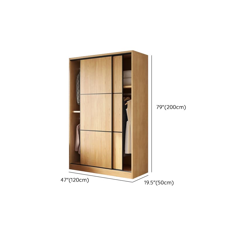 Natural Finish Modern Timber Self-supporting Wardrobe with Soft Close Drawer, Soft Close Door, and Clothing Rod thumbnail 8