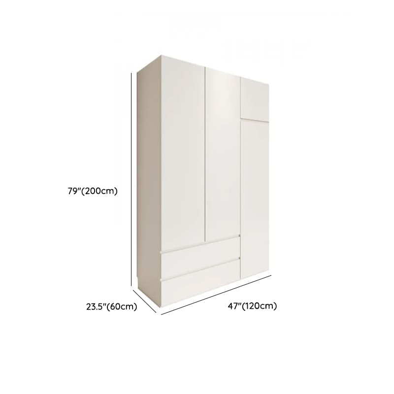 White Minimalist Manufactured Wood Independent Wardrobe Closet with Soft Close Drawer, Soft Close Door, and Interior Shelves thumbnail 10
