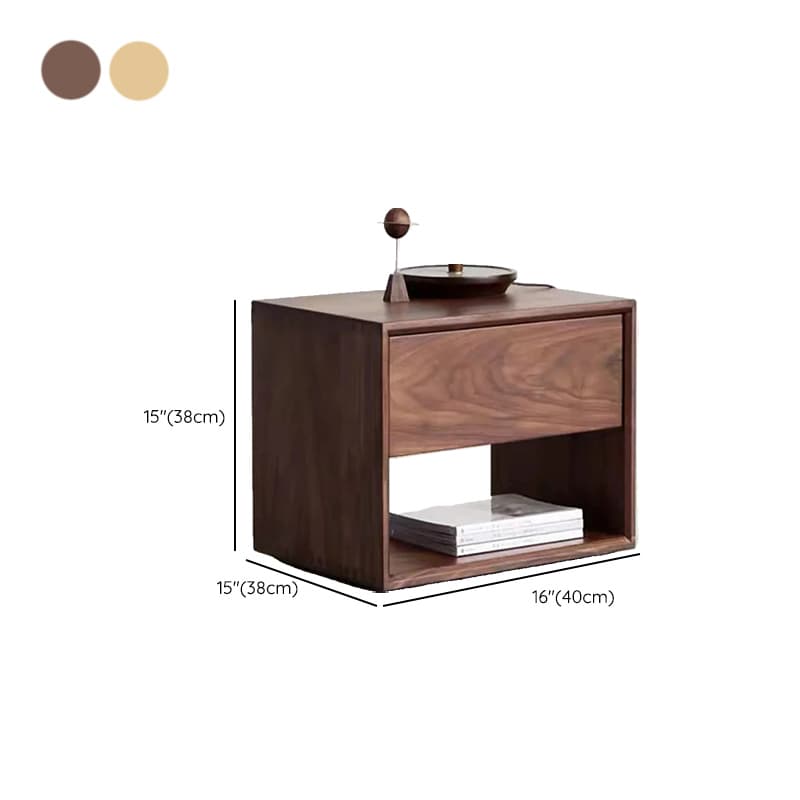 Solid Wood Open Shelf Nightstand with 1 Drawer in a Modish Style thumbnail 15
