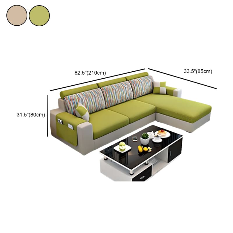 L-Shape Corner Sectional in Lavender/Olive Green/Beige with Left Hand Facing/Right Orientation thumbnail 20