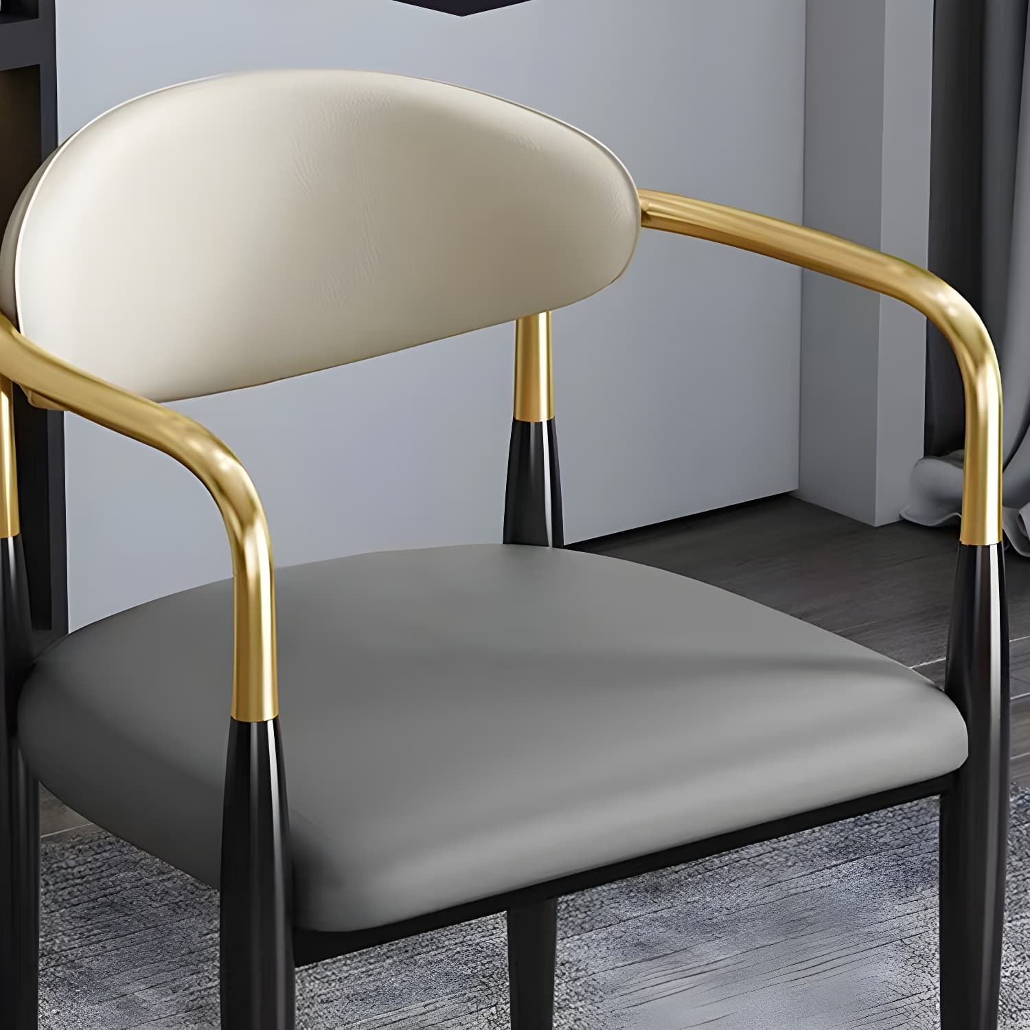 Contemporary Metal Dining Chair Black Legs Dining Room Arm Chair thumbnail 13