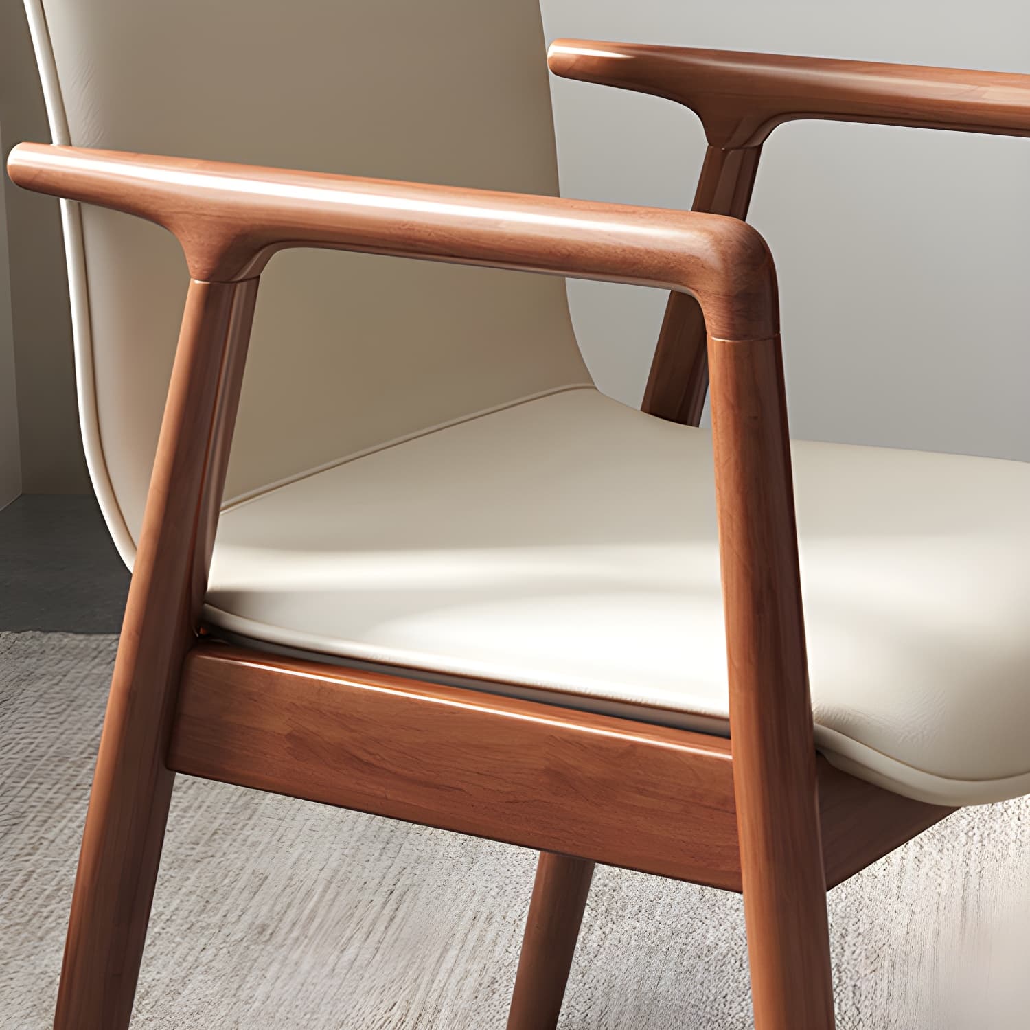 Modern Style Chair Dining Arm Chairs with Wooden Legs for Kitchen thumbnail 14
