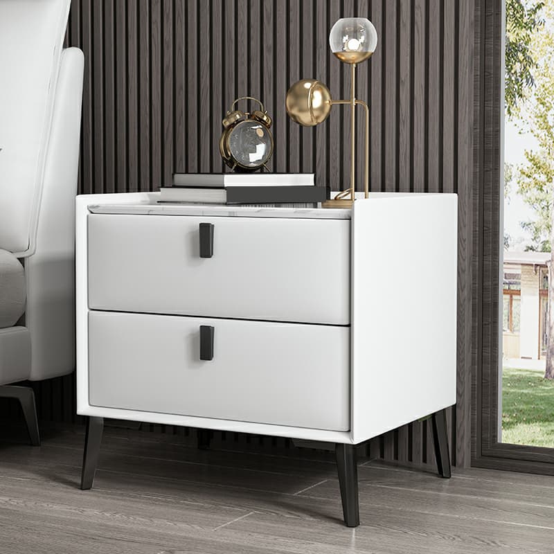 Contemporary 4 Legs Storage Drawer Nightstand with Black Handles for Bedroom thumbnail 13