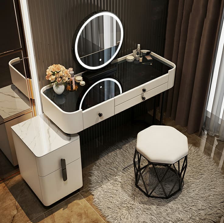 Contemporary Slate Countertop Adjustable Makeup Vanity with Drawers for Bedroom thumbnail 6