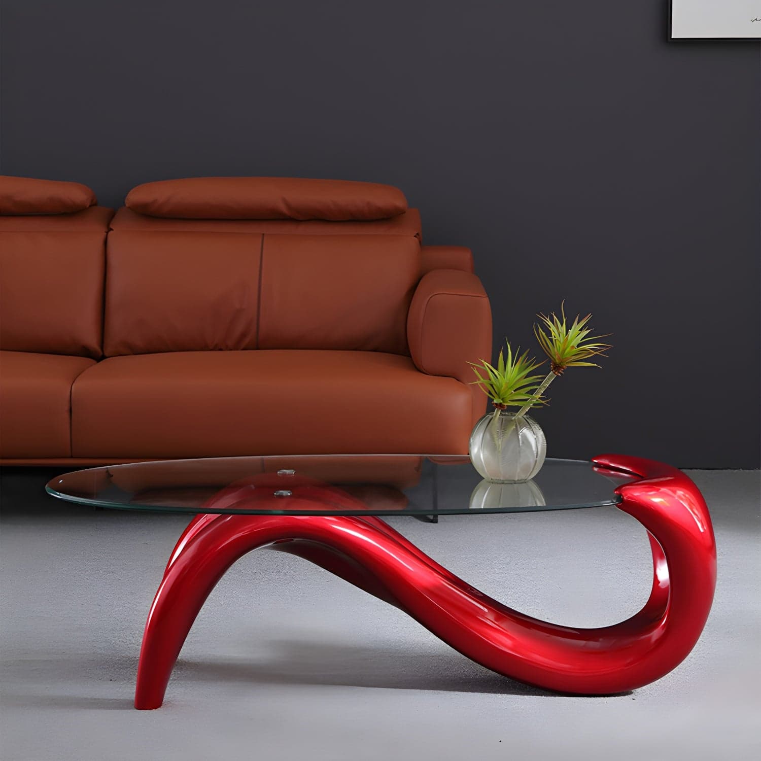 Abstract Coffee Table Contemporary Glass 15.7" Cocktail Table thumbnail 2