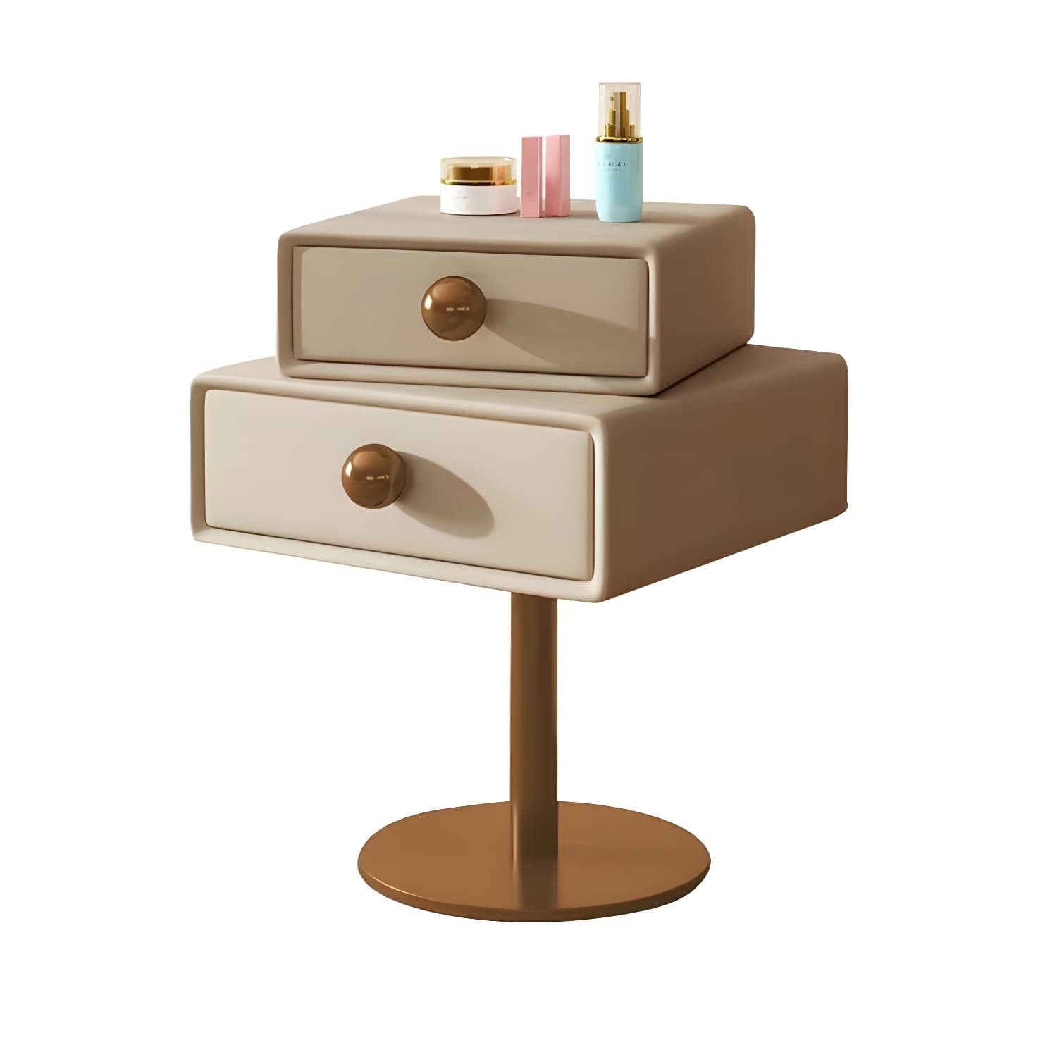 Modern Faux Leather Drawer Storage Nightstand in Narrow for Bedroom thumbnail 16