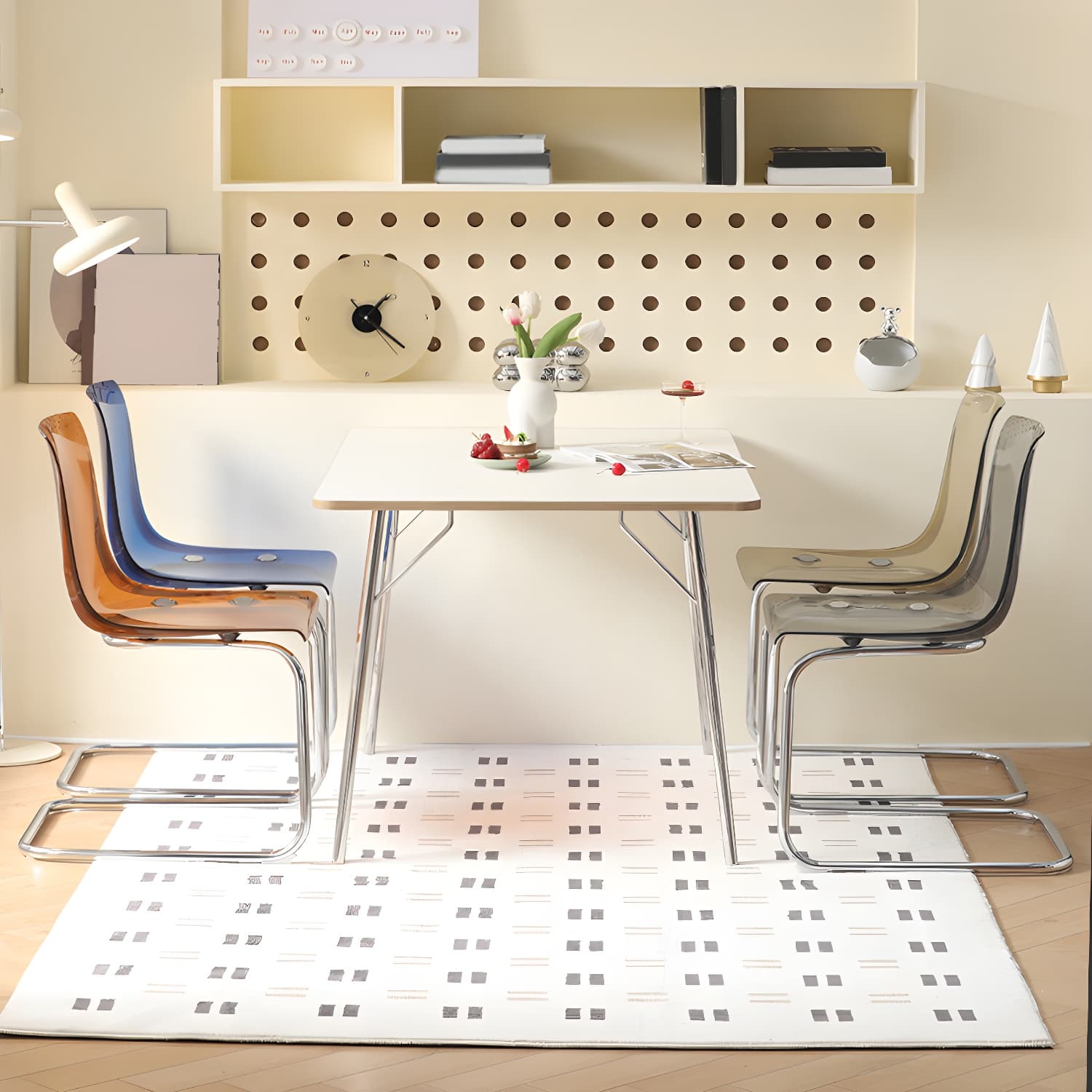 Modern Low-Back Side Chair in Plastic & Acrylic with Metal Legs - Silver thumbnail 16