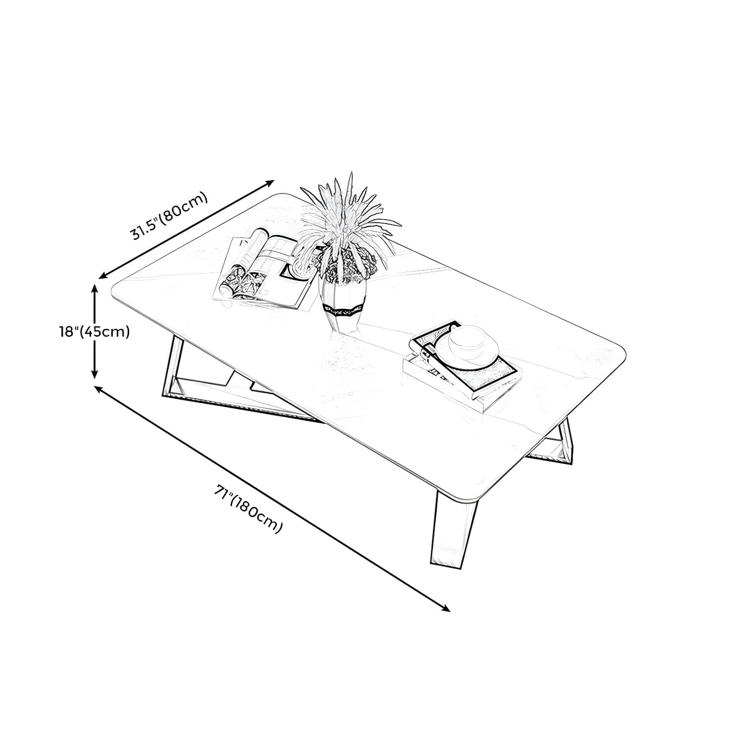 Marble Sled Coffee Table Modern Style Rectangular Cocktail Table thumbnail 12