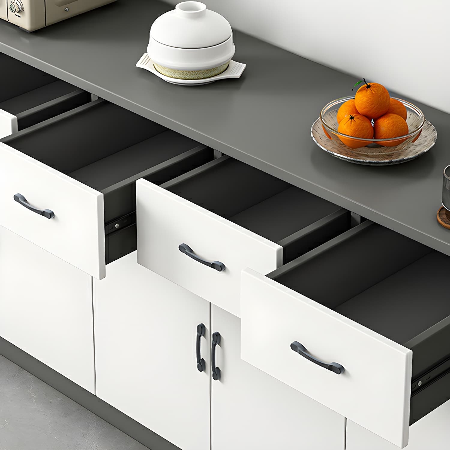 Modern Wood Sideboard Credenza with Drawers and Cabinets - Functional Storage Solution thumbnail 11