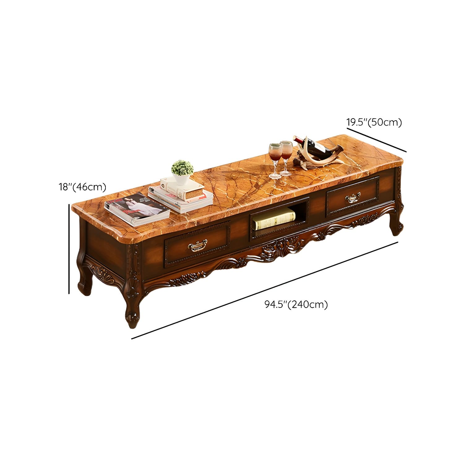 Scandinavian Brown TV Stand with Drawers & Shelves and Low Height featuring Open Storage thumbnail 13