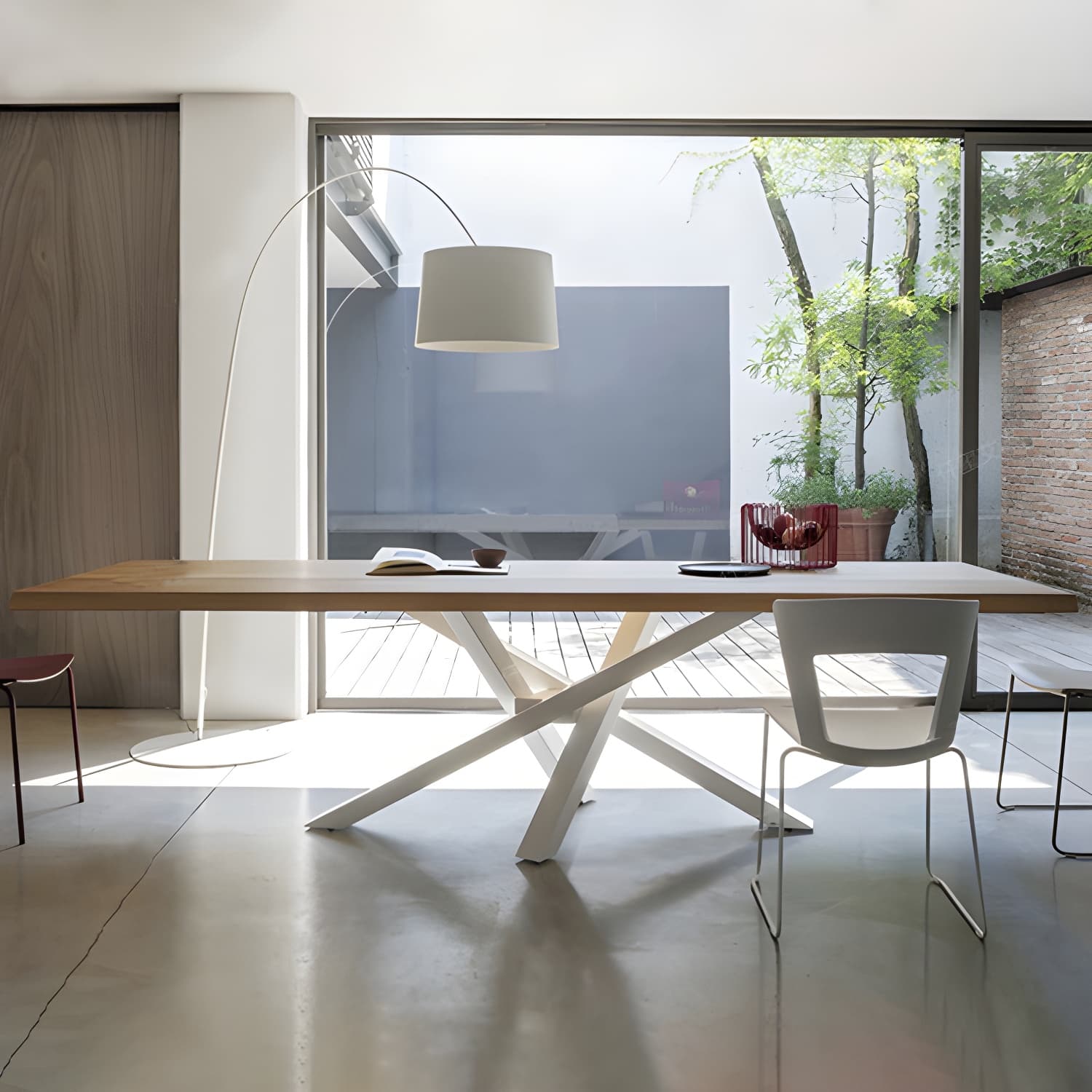 Rectangle 4 Legs Industrial Table Solid Wood Fixed Table for Restaurant thumbnail 9