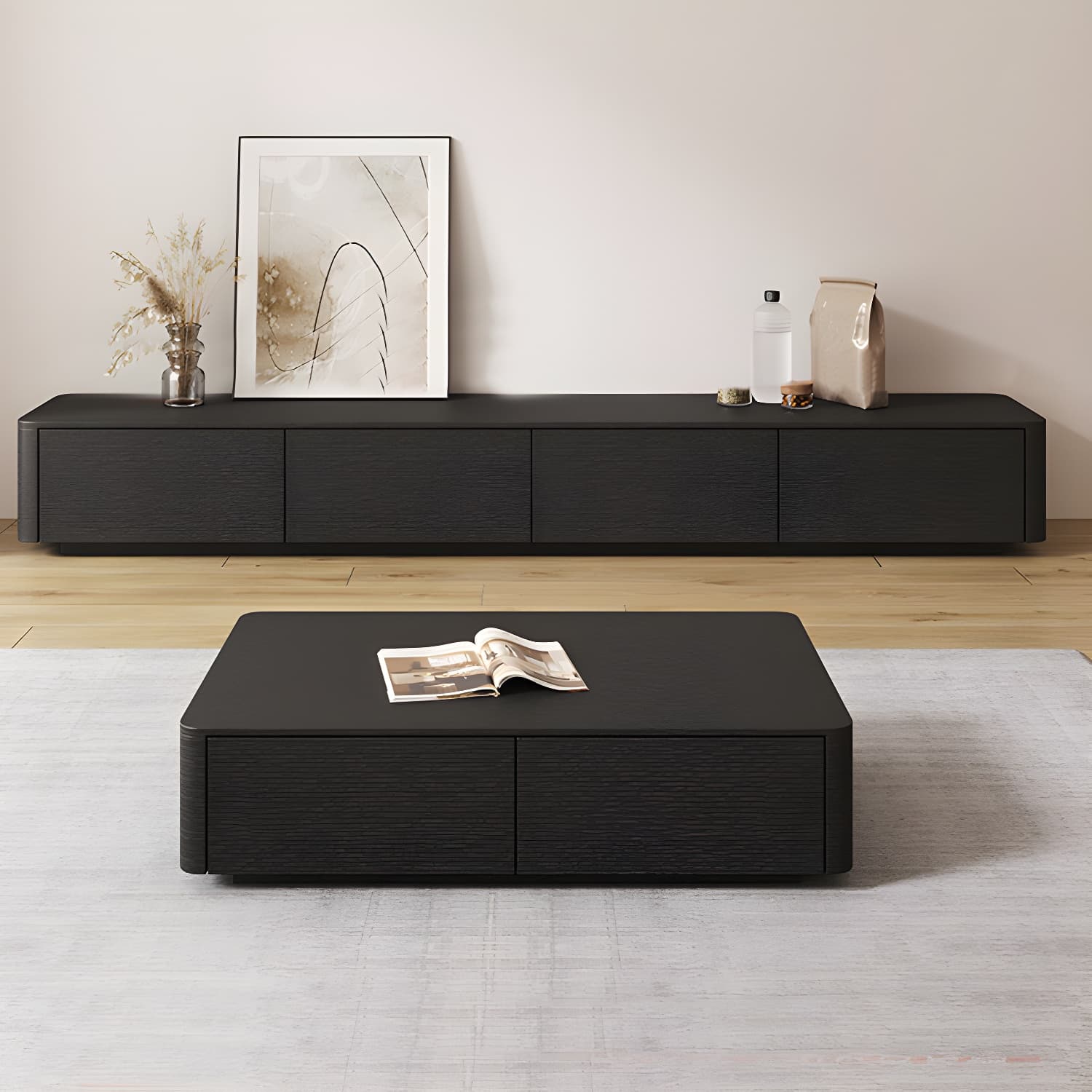 3 / 4 Drawers Modern TV Console 16" D Closed Storage Wooden TV Stand thumbnail 12