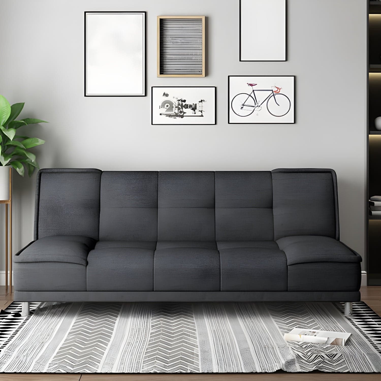 75"Modern Minimalist Armless Foldable Sleeper Leather Settee thumbnail 3