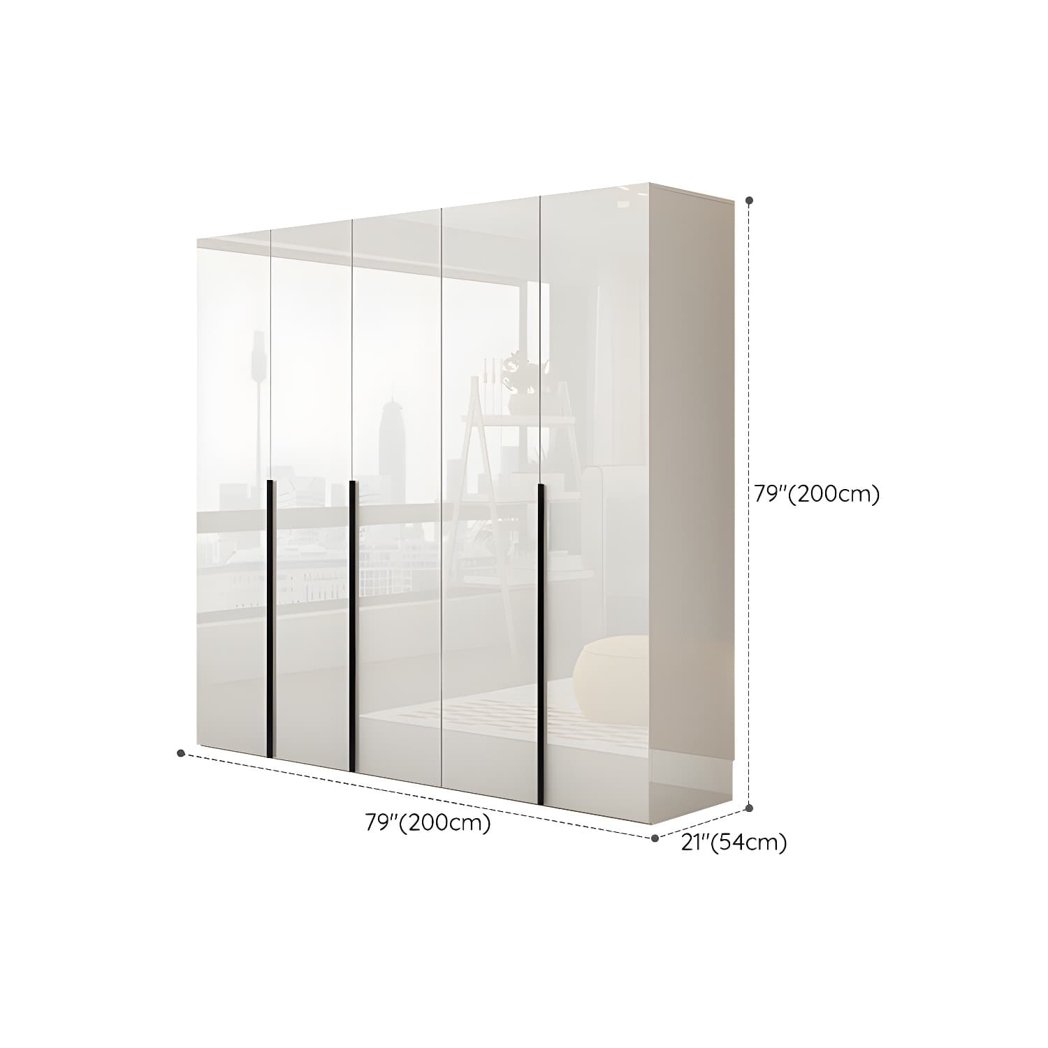Solid Wood White Wardrobe Armoire with Drawers, Clothing Rod, and Shelves thumbnail 16