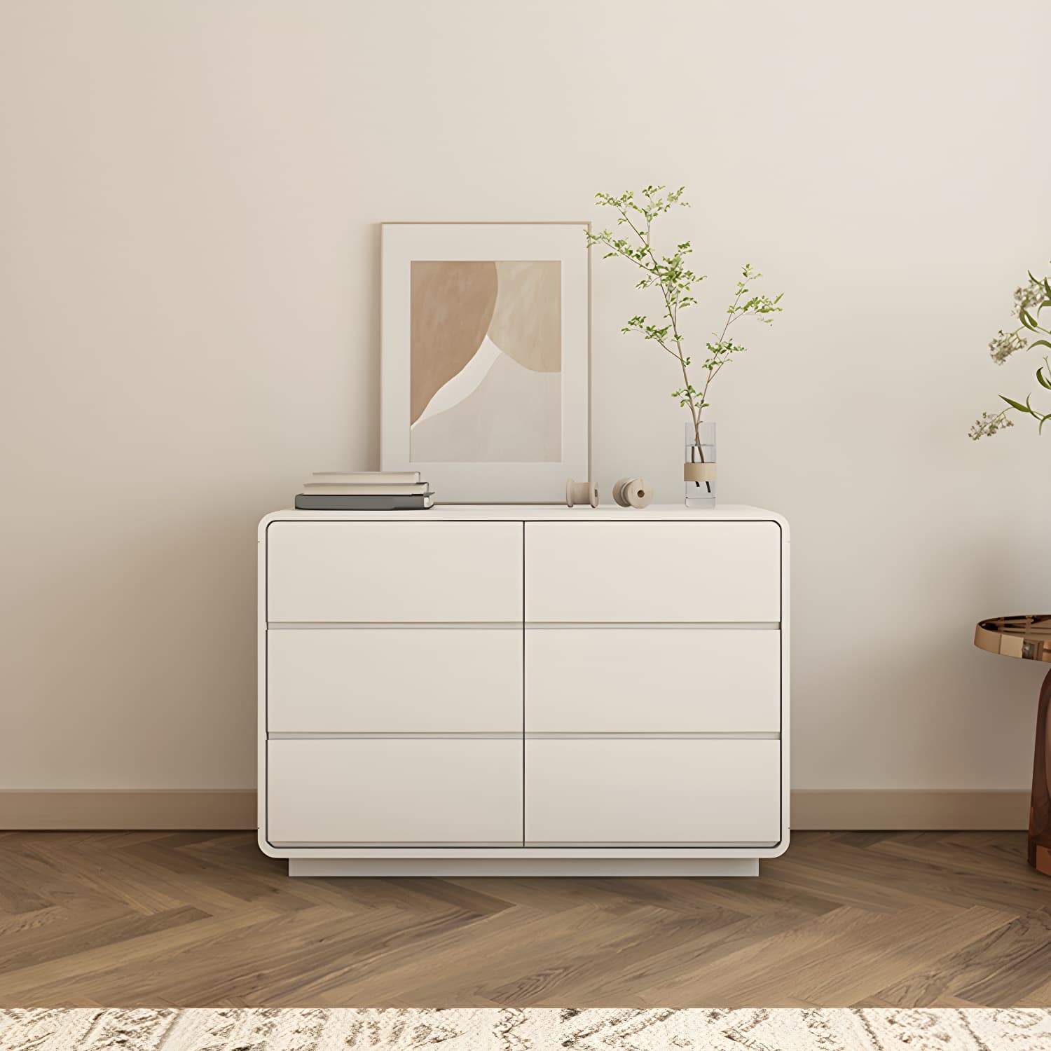 Modern White Double Dresser with Drawers and Soft Close Glides thumbnail 4
