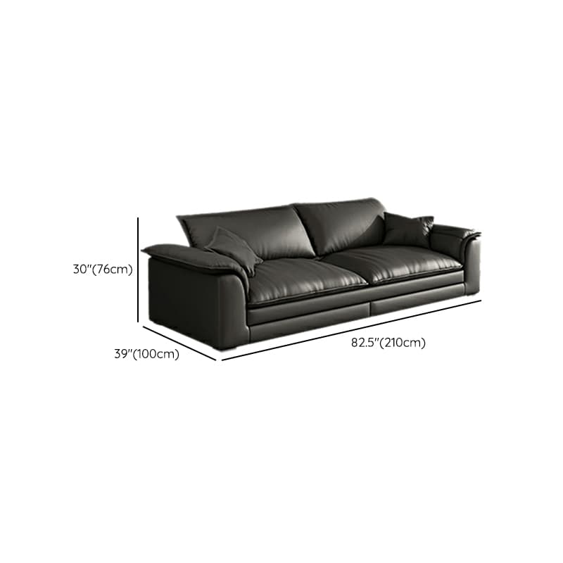 Black Cushion Back 30'' Interface Genuine Leather Sofa Pillow Top Arm thumbnail 13