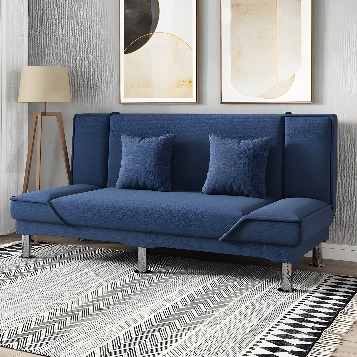 Contemporary Armless Convertible Sofa Linen Foldable Sofa for Apartment thumbnail 2