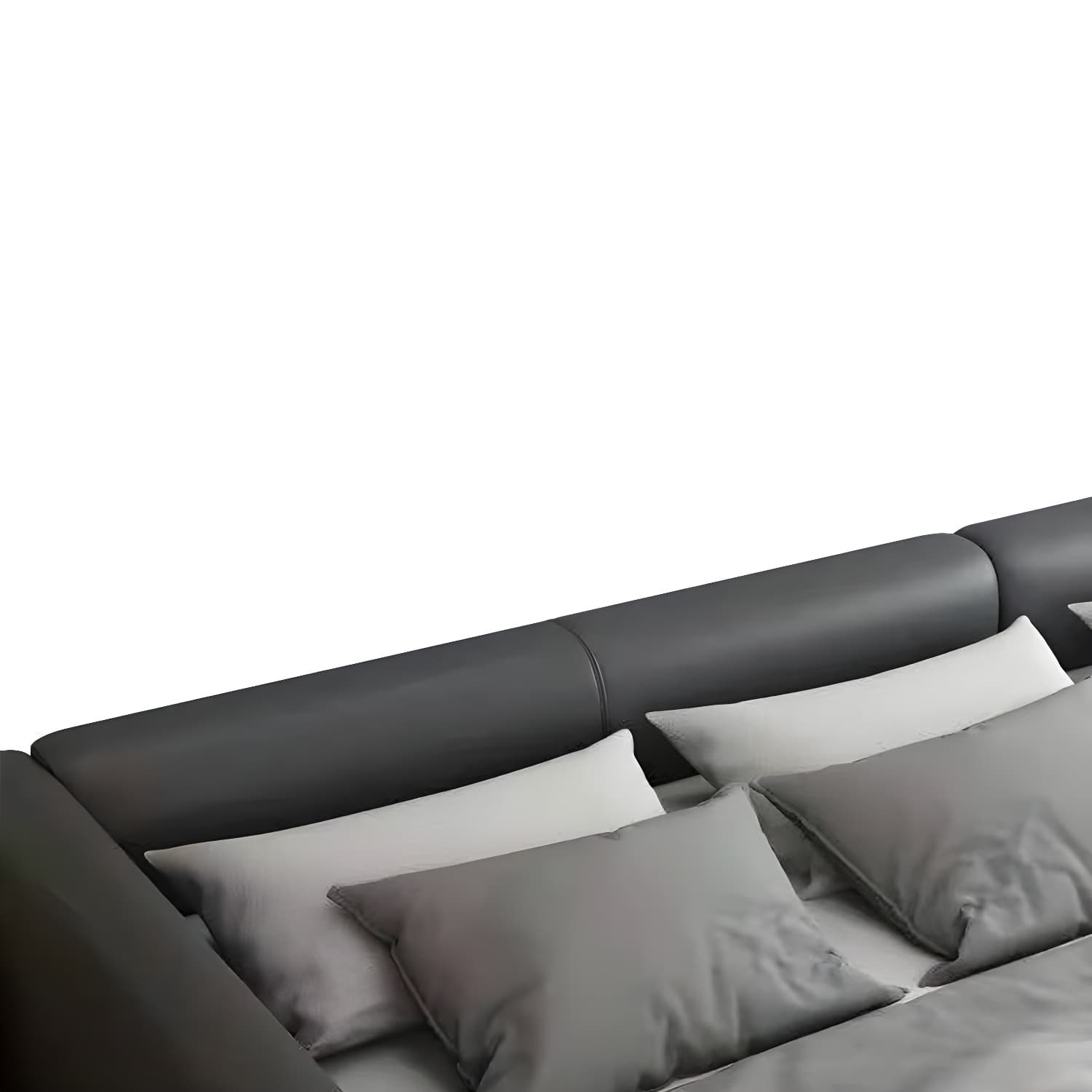 Contemporary Grey Genuine Leather and Wood Standard Bed for Bedroom thumbnail 4