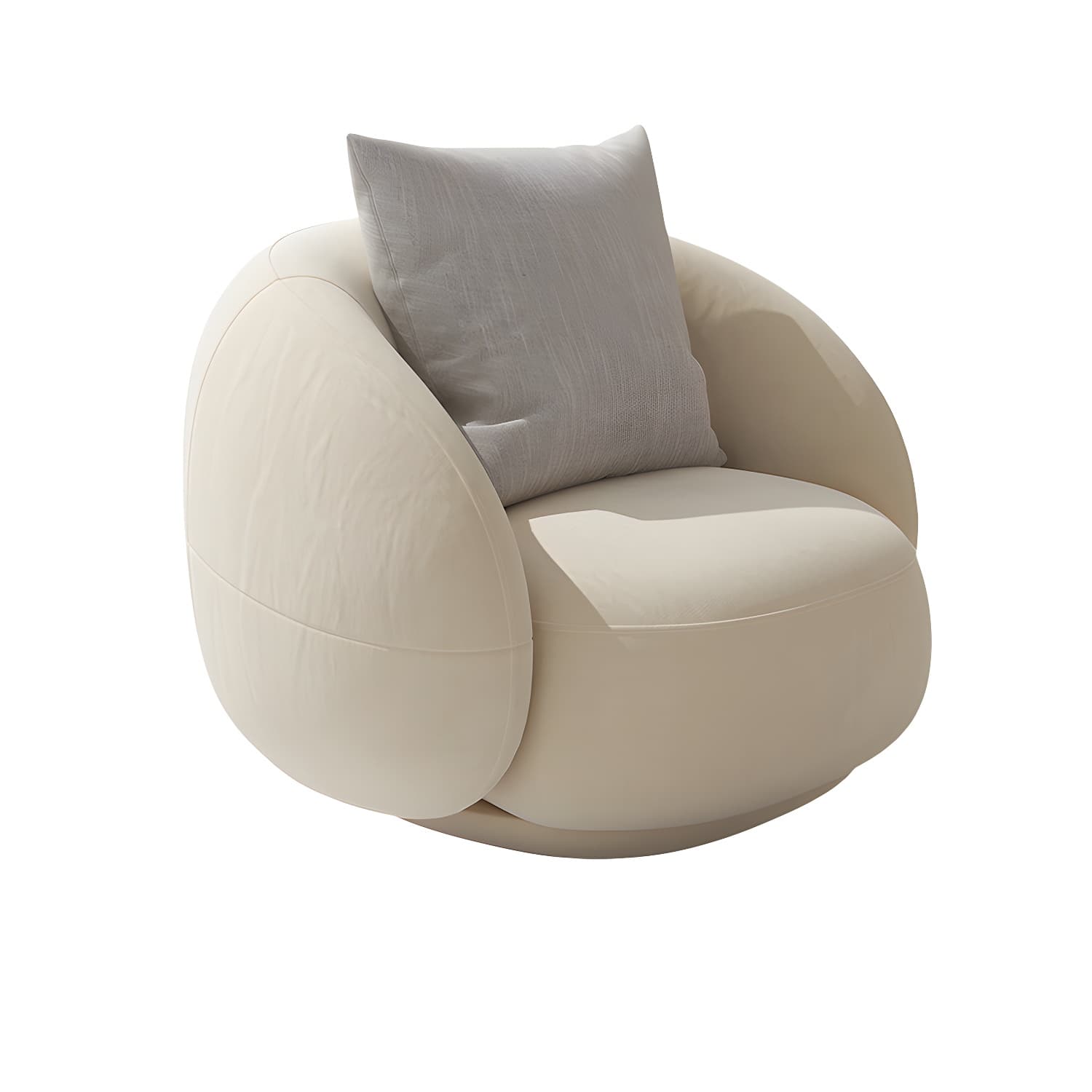 Beige Scandinavian Curved Sofa Tight Back Couch with Tuxedo Arm thumbnail 11