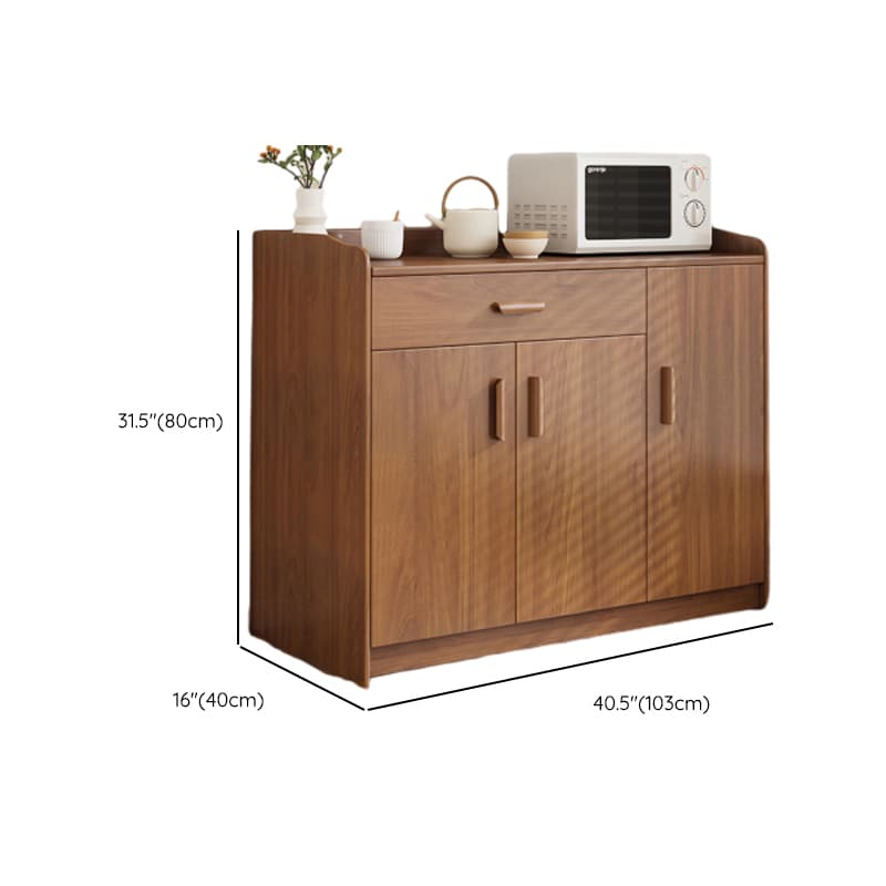 Modish Sideboard/Microwave Shelf Cabinet with Multiple Drawers, Narrow Size, 1 to 3 Shelves, Larder Storage, Timber Countertop, and Various Doors thumbnail 15