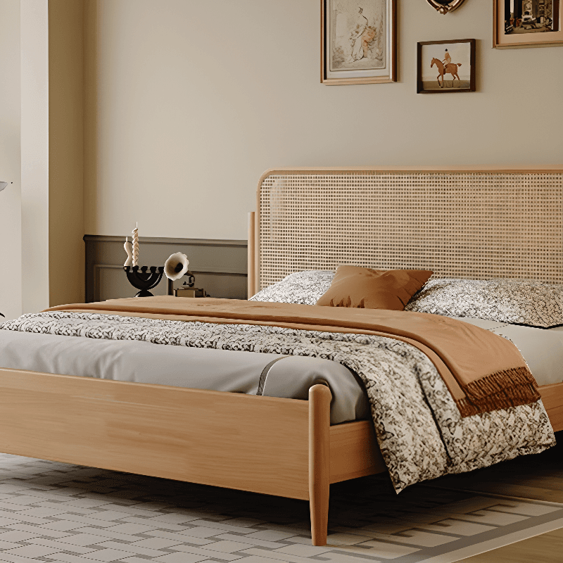 Natural Color Solid Color Panel Bed for Bedroom thumbnail 2