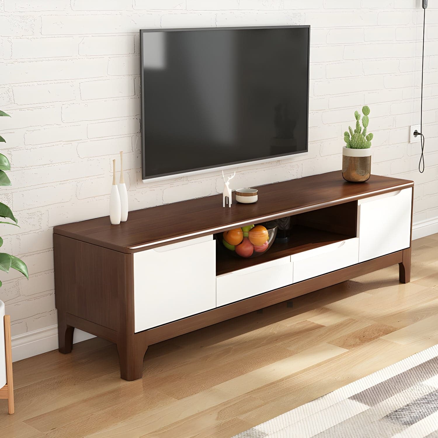 Modern Style Solid Wood TV Stand 19.69-inch Height TV Console with Drawers thumbnail 4