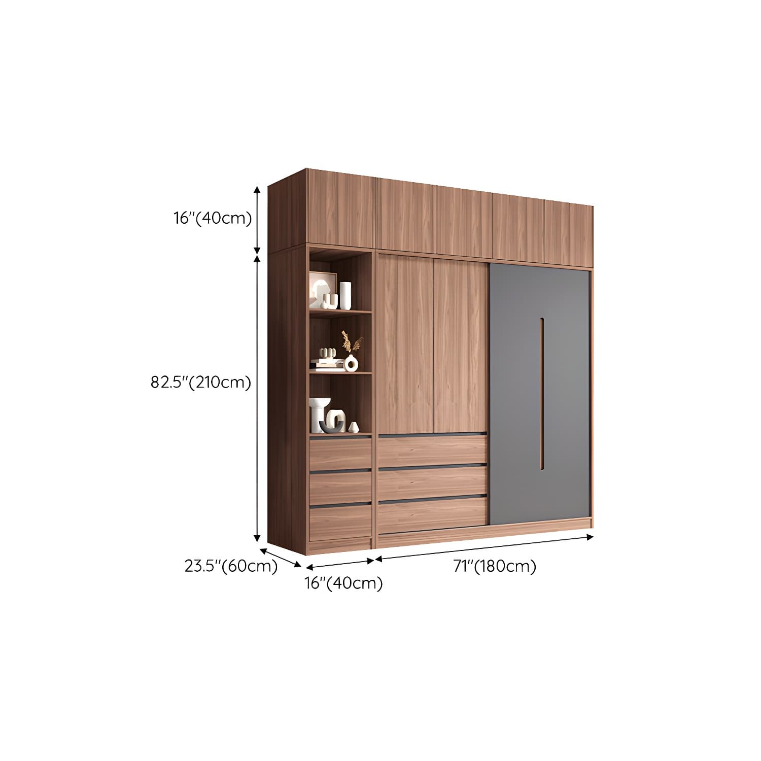 Contemporary Sliding Door Storage Cabinet Bedroom Cabinet with Drawers thumbnail 31