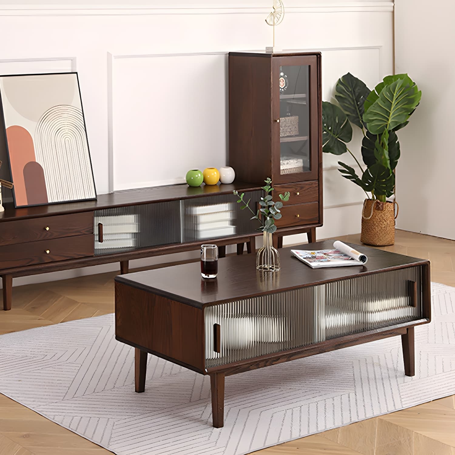 Scandinavian TV Stand with Low Height and the Cabinet Storage thumbnail 14