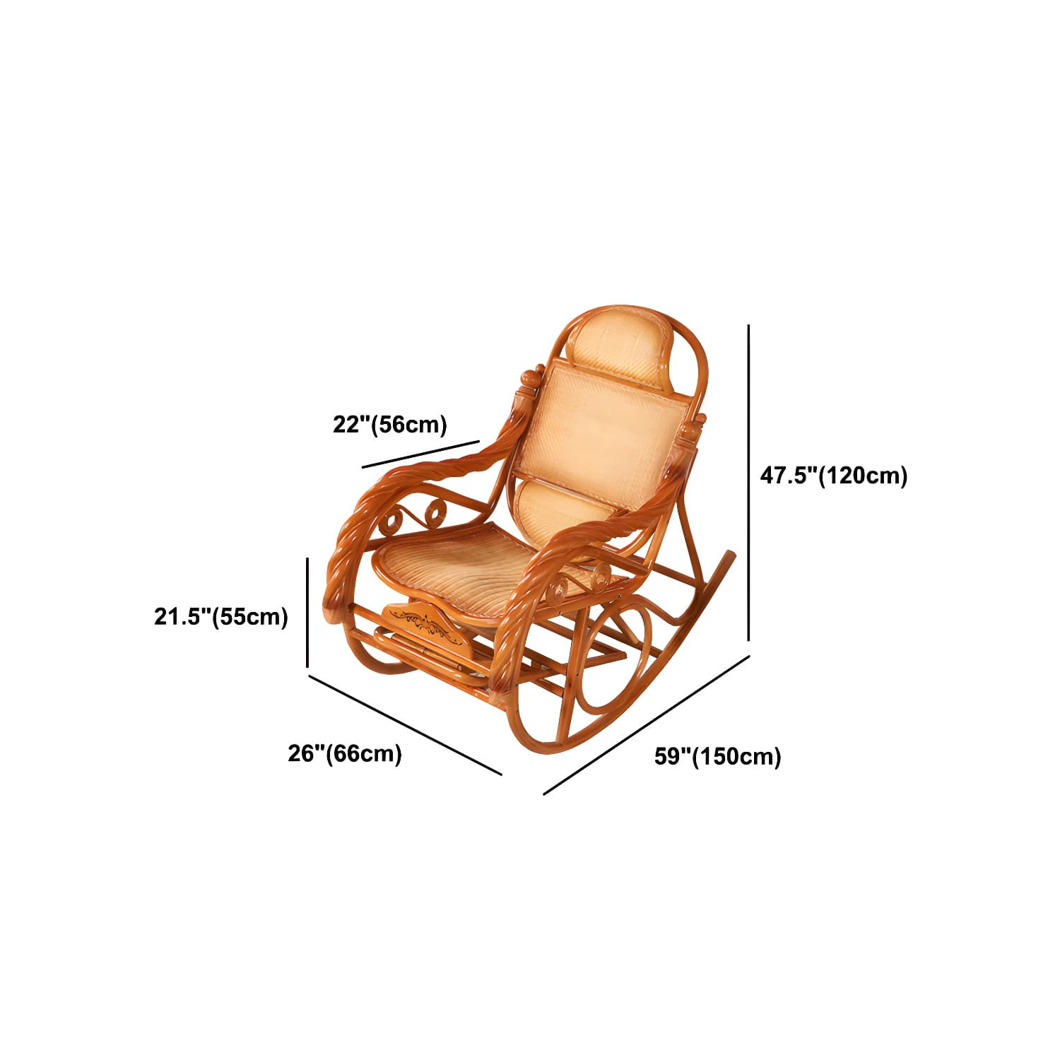 Mid Century Modern Recliner Chair Rattan/Wicker Recliner Chair for Living Room thumbnail 26