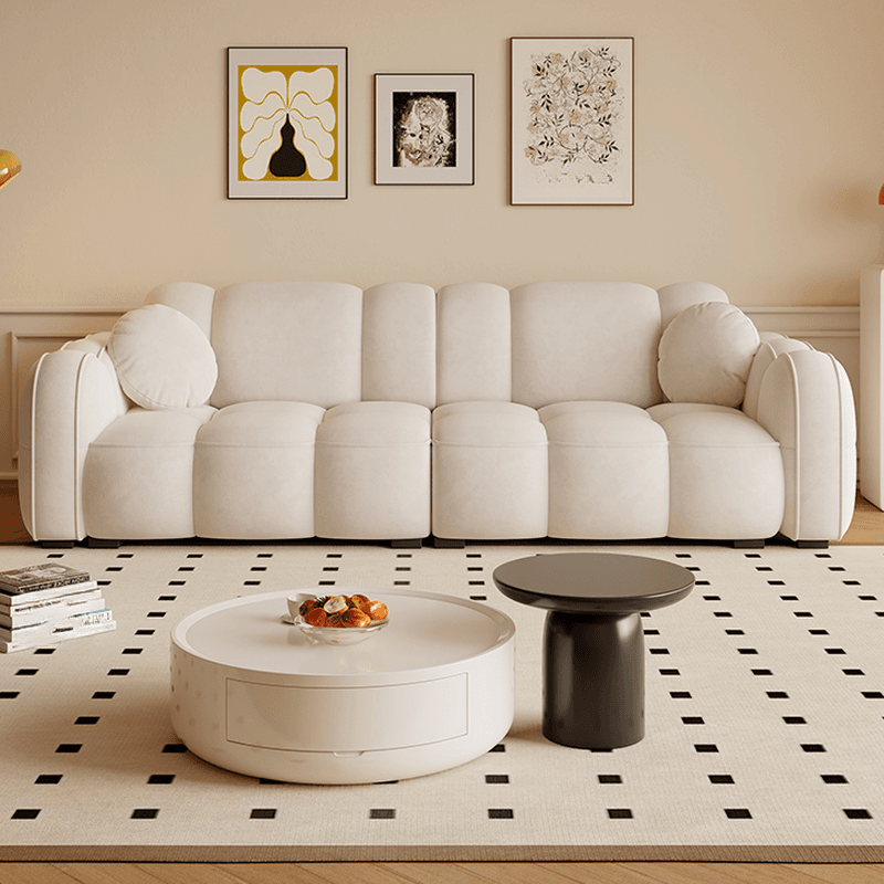 Modern Solid Color Tear Resistant Standard Sofa in Dark Grey/Light Brown/Ivory, 4-seater/3-seater with 2 Pillows thumbnail 12