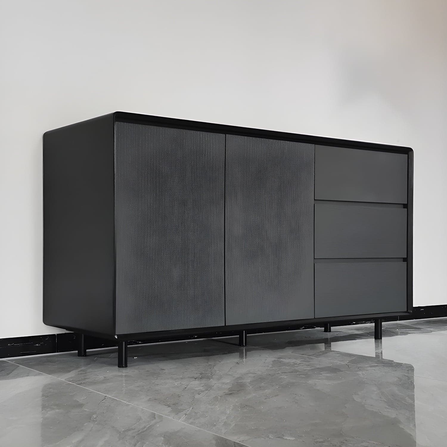 Wood Buffet Table Contemporary Style Side Board with Cabinets and Drawers thumbnail 4