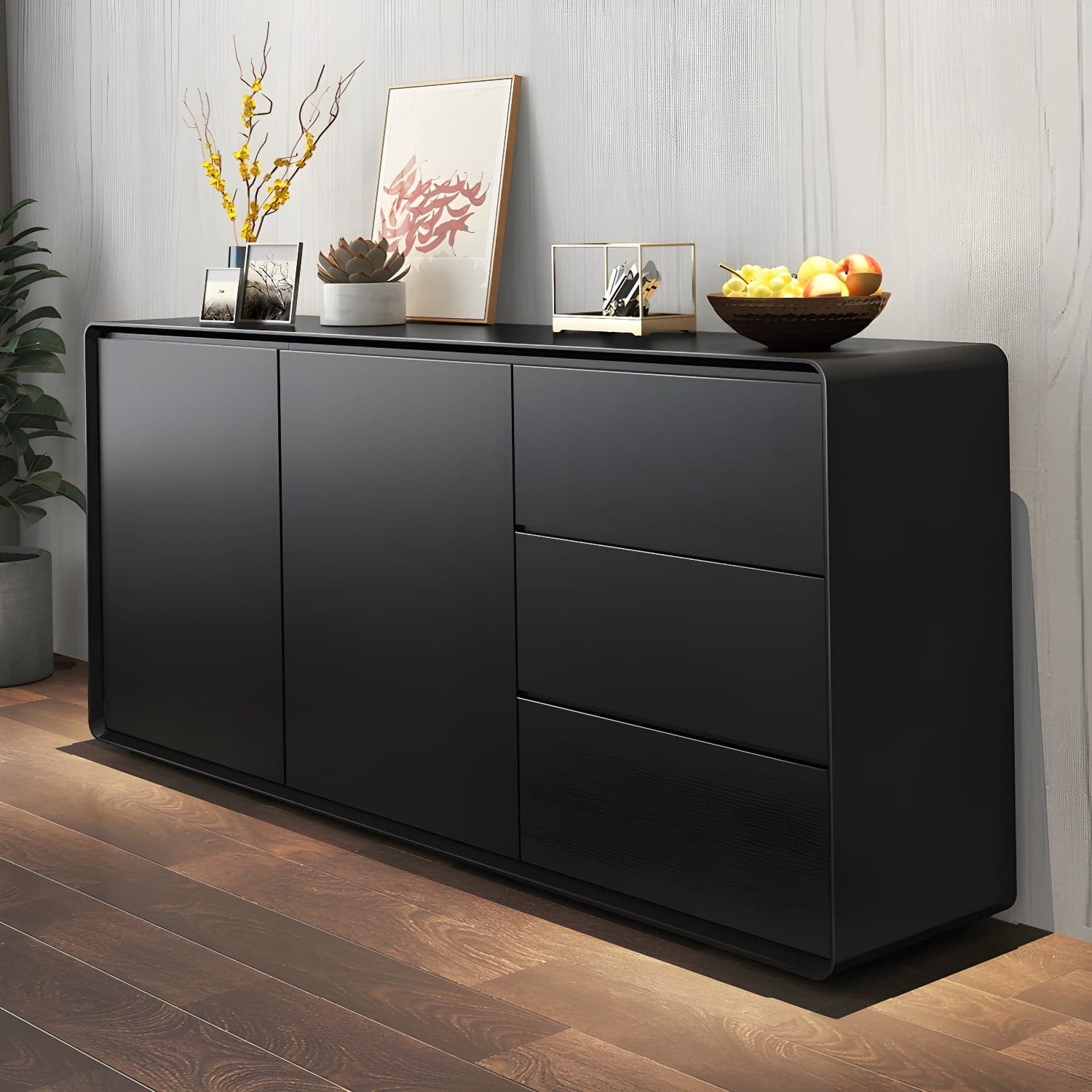 Modern Wood Buffet Sideboard Cabinet with 2 Doors and 3 Drawers thumbnail 1