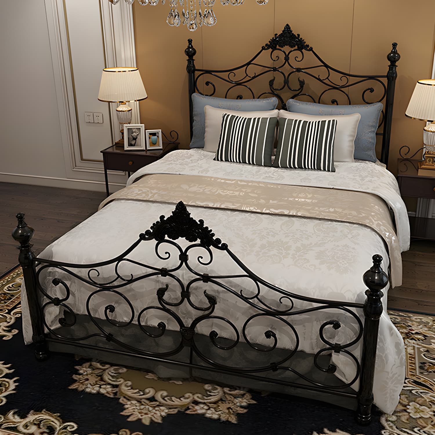 Industrial Antique Metal Bed Frame Wire-Grid Low Profile Open-Frame Bed thumbnail 4